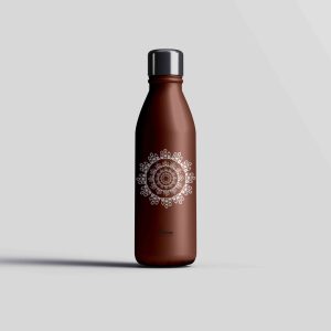 Gourde isotherme marron 500 ml motif mandala Kaléido Sonores festival zéro déchet